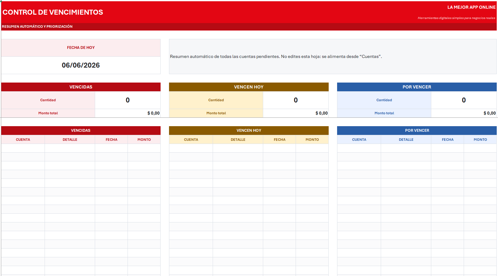 Planilla de Control de Vencimientos en Excel