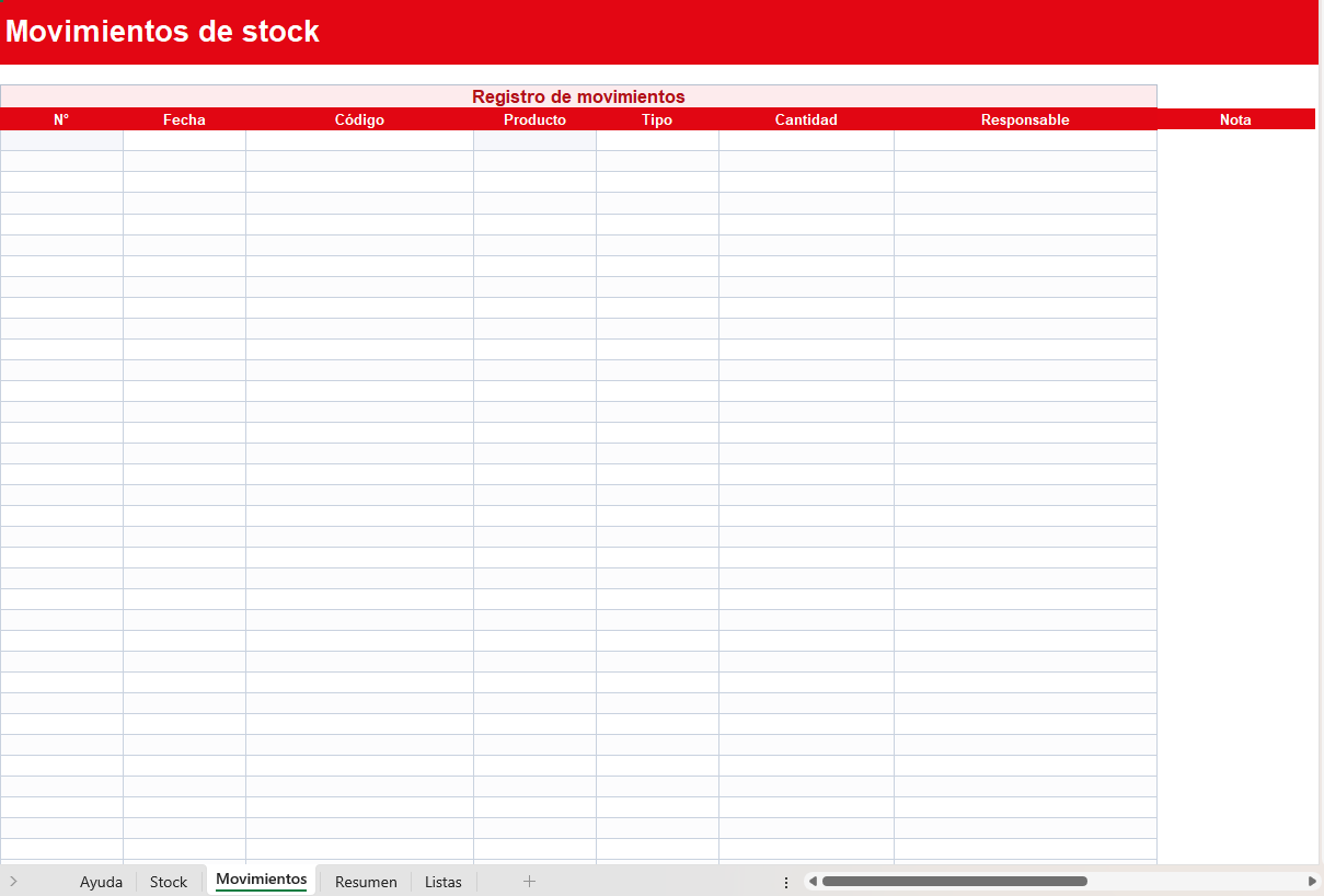 Planilla de Stock