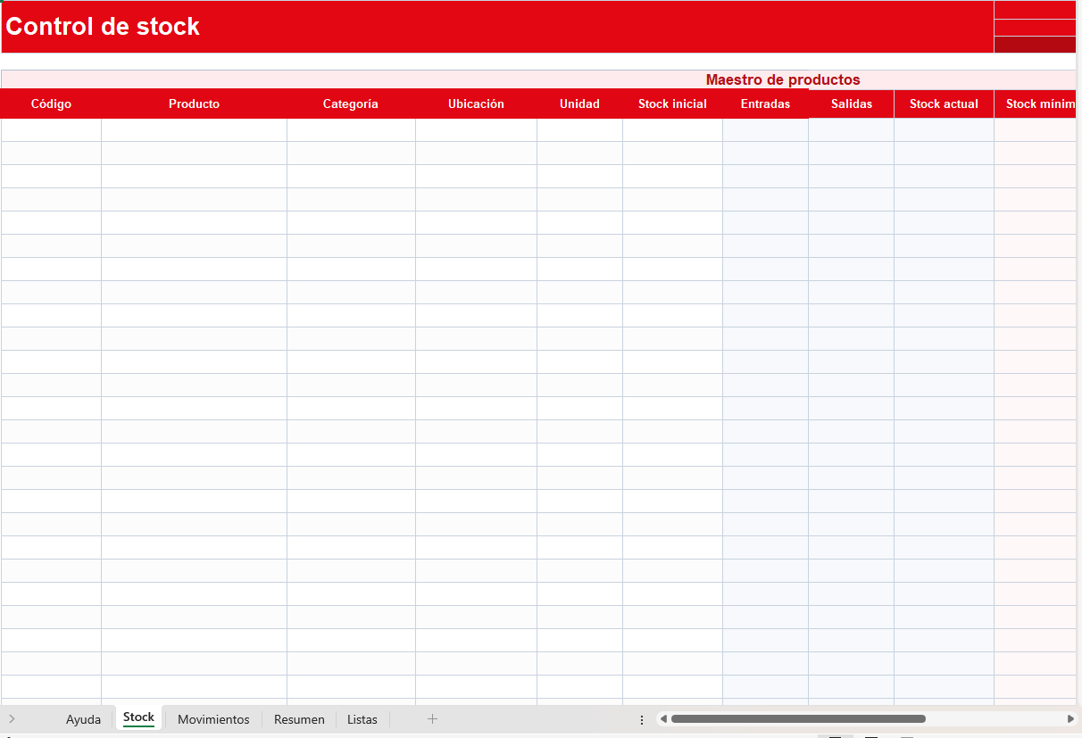 Planilla de Stock